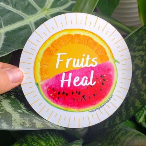 Sticker: Fruits Heal (with website name)